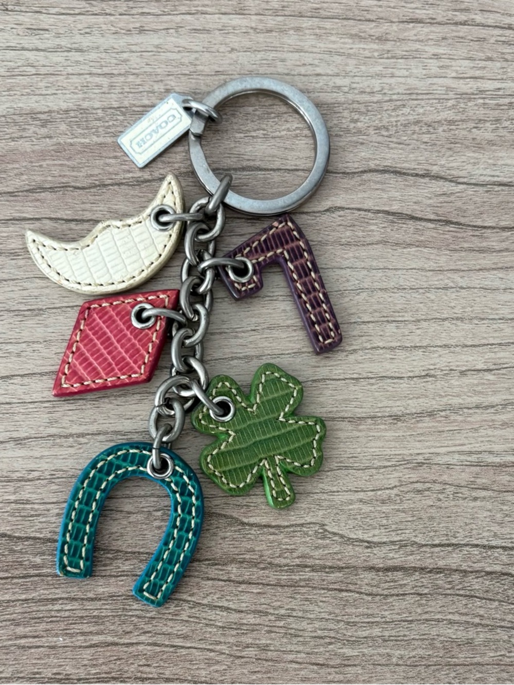 Coach vintage  Leather Lucky Charm Keyring with Colorful Icons